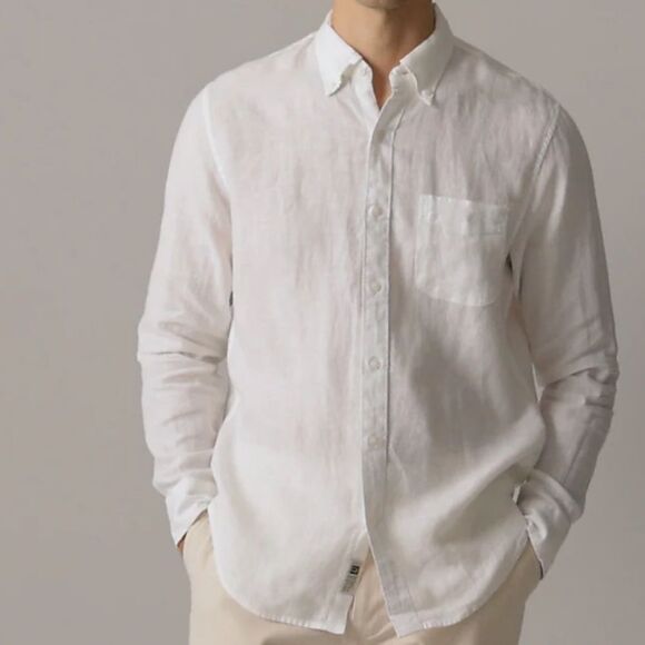J. Crew Slim Baird McNutt Irish linen Shirt in White Size XL